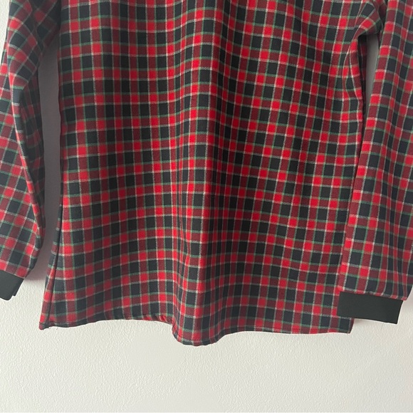 🍉 Women's Peter Pan Contrast Collar Checkered Plaid Shirt Blouse Small - Picture 3 of 11